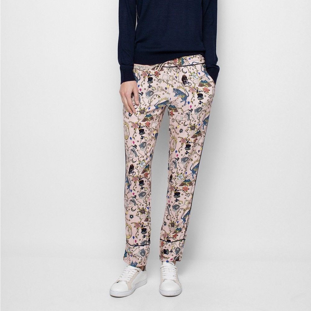 Zadig & Voltaire Parono Circus Skeleton Print Drawstring Waist pants pink - Picture 2 of 11
